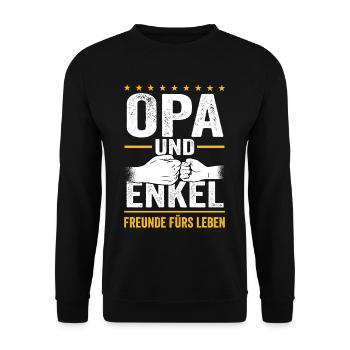 Opa und Enkel Freunde fürs Leben - Unisex Pullover - Schwarz - Vorne - Alina (178cm) & Michal (187cm)