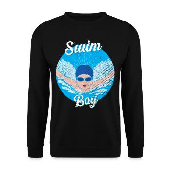 Schwimm Kinder Schwimmer Schwimmen Junge - Unisex Pullover - Schwarz - Vorne - Alina (178cm) & Michal (187cm)
