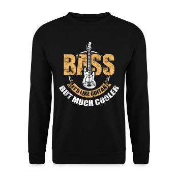 Retro Bass Spieler - Unisex Pullover - Schwarz - Vorne - Alina (178cm) & Michal (187cm)