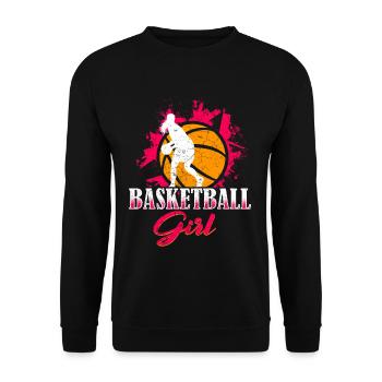 Basketballspieler Basketball Mädchen - Unisex Pullover - Schwarz - Vorne - Alina (178cm) & Michal (187cm)
