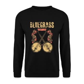 Bluegrass Banjo Gitarre - Unisex Pullover - Schwarz - Vorne - Alina (178cm) & Michal (187cm)