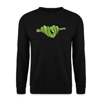 Morelia Viridis I Grüne Baumpython Schlange Phyton - Unisex Pullover - Schwarz - Vorne - Alina (178cm) & Michal (187cm)