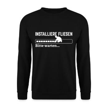 Installiere Fliesen Bitte warten Handwerker - Unisex Pullover - Schwarz - Vorne - Alina (178cm) & Michal (187cm)