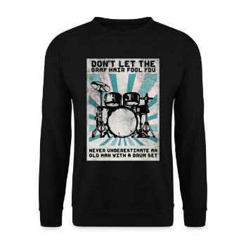 Schlagzeug Drum Sticks Schlagzeuger Opa - Unisex Pullover - Schwarz - Vorne - Alina (178cm) & Michal (187cm)