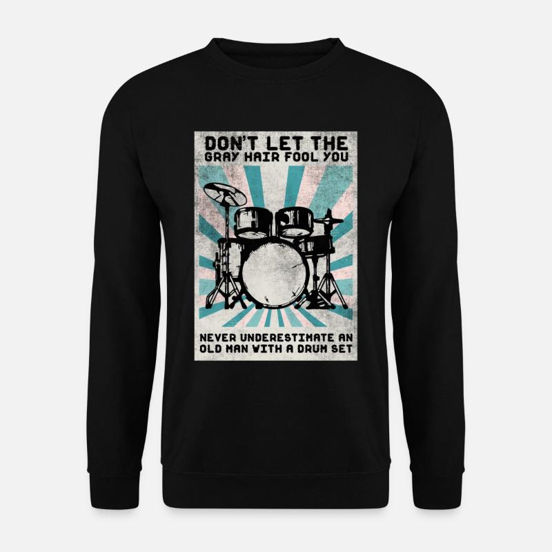 Schlagzeug Drum Sticks Schlagzeuger Opa - Unisex Pullover - Schwarz