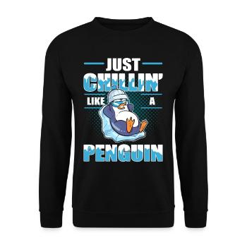 Nur chillin wie ein Pinguin lustiger Kühlantarktis - Unisex Pullover - Schwarz - Vorne - Alina (178cm) & Michal (187cm)