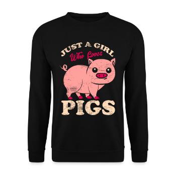 Just A Girl Who Loves Pigs - Unisex Sweatshirt - black - Front - Alina (178cm) & Michal (187cm)
