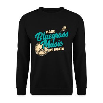 Bluegrass Banjo Gitarre - Unisex Pullover - Schwarz - Vorne - Alina (178cm) & Michal (187cm)