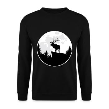 Moose Gift Deer Wild Nature Forest Deer - Unisex Sweatshirt - black - Front - Alina (178cm) & Michal (187cm)