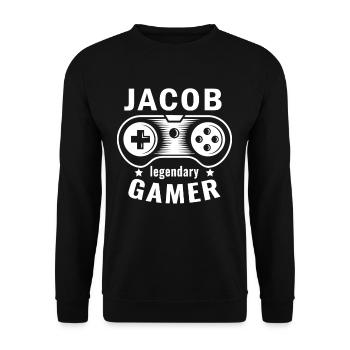 JACOB Legendary Gamer Personalized Name Gift - Sweat-shirt Unisexe - noir - Devant - Alina (178cm) & Michal (187cm)
