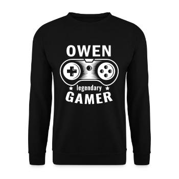 OWEN Legendary Gamer Personalized Name Design Gift - Sweat-shirt Unisexe - noir - Devant - Alina (178cm) & Michal (187cm)