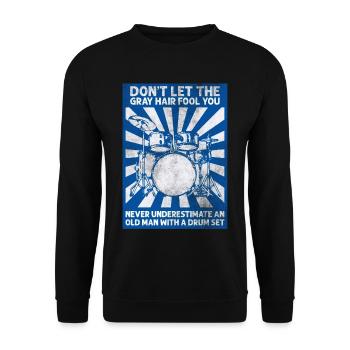 Schlagzeug Drum Sticks Schlagzeuger Opa - Unisex Pullover - Schwarz - Vorne - Alina (178cm) & Michal (187cm)