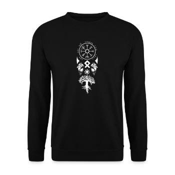 Odin in Valhalla I Wolf Vegvisir nordique - Sweat-shirt Unisexe - noir - Devant - Alina (178cm) & Michal (187cm)