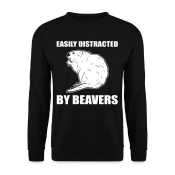 Légèrement distrait par le castor Beaver Nagetet - Sweat-shirt Unisexe - noir - Devant - Alina (178cm) & Michal (187cm)