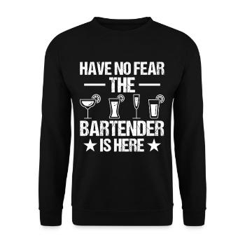 Haben Sie keine Angst, der Barkeeper ist hier - Unisex Pullover - Schwarz - Vorne - Alina (178cm) & Michal (187cm)