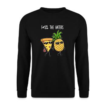 Pizza Hawaii I Ananas Pizzeria Motiv für - Unisex Pullover - Schwarz - Vorne - Alina (178cm) & Michal (187cm)