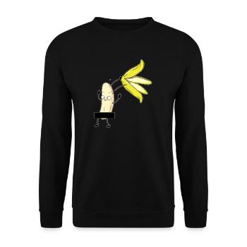Striptease Banana I Naturist Censorship Bar for Strippers - Unisex Sweatshirt - black - Front - Alina (178cm) & Michal (187cm)