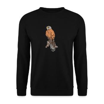 Fauconnier de la tour I de l’oiseau de proie chasse au croquant motif pour fauconnier - Sweat-shirt Unisexe - noir - Devant - Alina (178cm) & Michal (187cm)