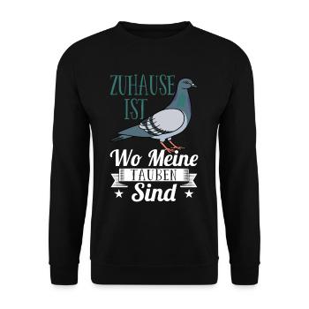 Zuhause ist wo meine Tauben sind taube taubenzucht - Unisex Pullover - Schwarz - Vorne - Alina (178cm) & Michal (187cm)