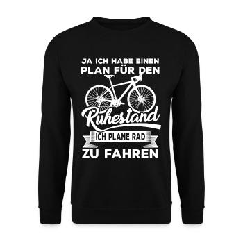 Ja, ich habe einen Plan für den Ruhestand Rad - Unisex Pullover - Schwarz - Vorne - Alina (178cm) & Michal (187cm)