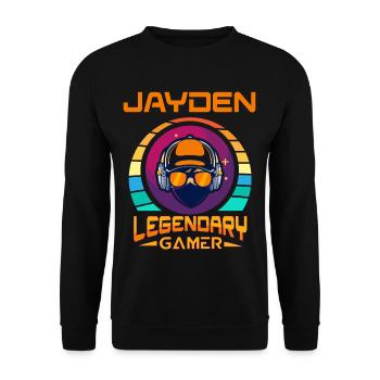JAYDEN Legendary Gamer Personalized Name Gift - Unisex Sweatshirt - black - Front - Alina (178cm) & Michal (187cm)