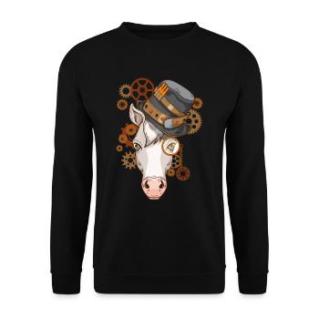 Steampunk Geschenk Männer Pferdezüchter Pferde - Unisex Pullover - Schwarz - Vorne - Alina (178cm) & Michal (187cm)