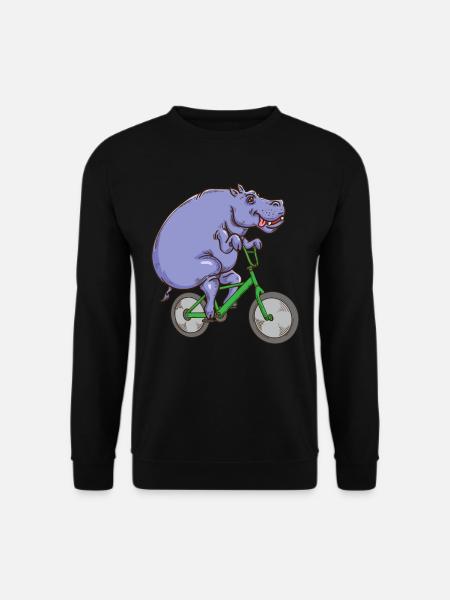 Nilpferd Geschenk Männer Fahrrad Lustiges Nilpferd - Unisex Pullover - Schwarz
