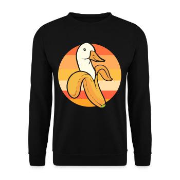 Fruchtige Bananen Bananenente - Unisex Pullover - Schwarz - Vorne - Alina (178cm) & Michal (187cm)