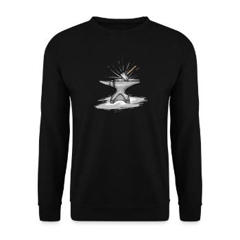 Blacksmith Anvil Hammer Hifschmied Blacksmith Gift - Unisex Sweatshirt - black - Front - Alina (178cm) & Michal (187cm)