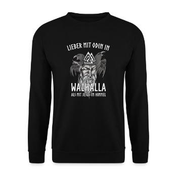 Viking Valhalla Walhalla Odin Schildmaid Mjolnir - Unisex Sweatshirt - black - Front - Alina (178cm) & Michal (187cm)
