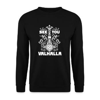 See you in Valhalla I Schildmaid Odin Nordische - Unisex Sweatshirt - black - Front - Alina (178cm) & Michal (187cm)