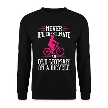 Never Underestimate An Old Woman On A Bicycle - Unisex Sweatshirt - black - Front - Alina (178cm) & Michal (187cm)