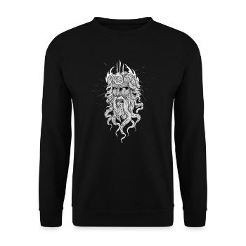 Poseidon I Griechischer Gott Antike Motiv für Gott - Unisex Pullover - Schwarz - Vorne - Alina (178cm) & Michal (187cm)