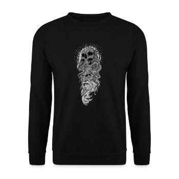 Poseidon I Griechischer Gott Antike Motiv für Gott - Unisex Pullover - Schwarz - Vorne - Alina (178cm) & Michal (187cm)