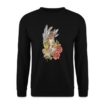 Athena Athene Athen Mythologie Gott Göttin Grieche - Unisex Pullover - Schwarz - Vorne - Alina (178cm) & Michal (187cm)