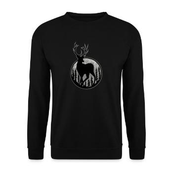 Red Deer I Deer Antler Hunter Hunting Motif pour - Sweat-shirt Unisexe - noir - Devant - Alina (178cm) & Michal (187cm)