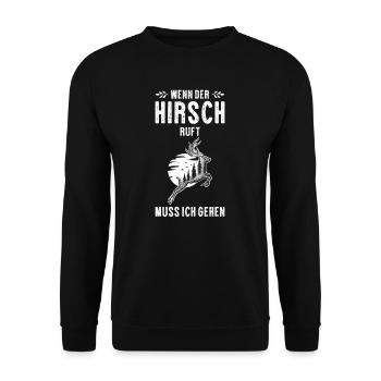 Hirsch I Rotwild Reh Wild Wildschwein Jagd Motiv - Unisex Pullover - Schwarz - Vorne - Alina (178cm) & Michal (187cm)