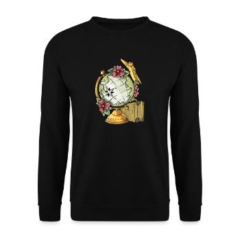 Wandern I Koffer Kompass Wald Alpen Berge Motiv - Unisex Pullover - Schwarz - Vorne - Alina (178cm) & Michal (187cm)
