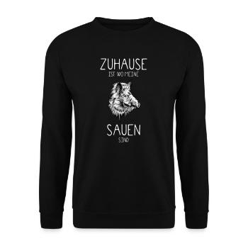 Keiler I Wildschwein Schwarzwild Bache Motiv für - Unisex Pullover - Schwarz - Vorne - Alina (178cm) & Michal (187cm)