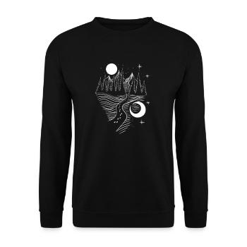 Wandern I Alpen Scout Klettern Pfadfinder Motiv - Unisex Pullover - Schwarz - Vorne - Alina (178cm) & Michal (187cm)