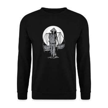 Vietnam I Saigon Scooter Pho Bo Travel Motive for - Unisex Sweatshirt - black - Front - Alina (178cm) & Michal (187cm)