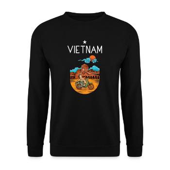Vietnam I Hanoi Scooter Pho Bo Travel Motive for - Unisex Sweatshirt - black - Front - Alina (178cm) & Michal (187cm)