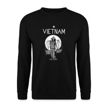 Vietnam I Hanoi Scooter Pho Bo Travel Motive for - Unisex Sweatshirt - black - Front - Alina (178cm) & Michal (187cm)