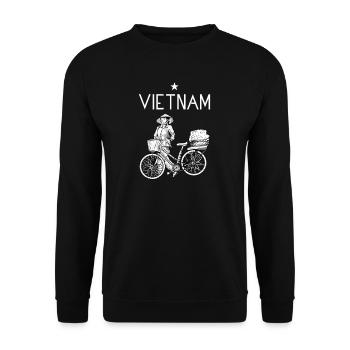 Vietnam I Hanoi Scooter Pho Bo Travel Motive for - Unisex Sweatshirt - black - Front - Alina (178cm) & Michal (187cm)