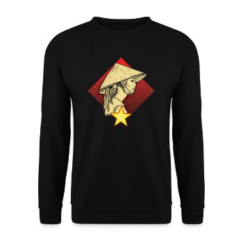 Vietnam I Hanoi Scooter Pho Bo Travel Motive for - Unisex Sweatshirt - black - Front - Alina (178cm) & Michal (187cm)
