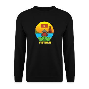 Vietnam I Hanoi Scooter Pho Bo Travel Motive for - Unisex Sweatshirt - black - Front - Alina (178cm) & Michal (187cm)