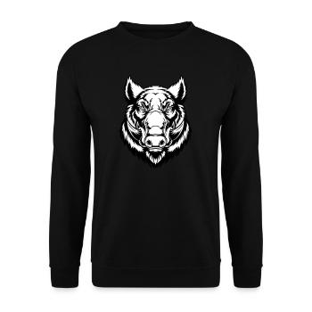 Wildschwein I Schwarzwild Keiler Motiv Motiv für - Unisex Pullover - Schwarz - Vorne - Alina (178cm) & Michal (187cm)