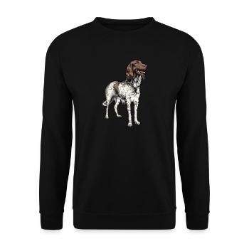 Großer Münsterländer I Vorstehhund Jagdhund Motiv - Unisex Pullover - Schwarz - Vorne - Alina (178cm) & Michal (187cm)
