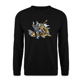 Minotaurus I Fabelwesen altes Griechenland Motiv - Unisex Pullover - Schwarz - Vorne - Alina (178cm) & Michal (187cm)