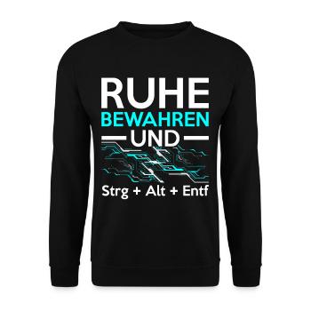 Keep Calm and Ctrl + Alt + Del Tech Support Tech - Unisex Pullover - Schwarz - Vorne - Alina (178cm) & Michal (187cm)